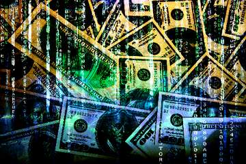 FX №269076 Abstract Money Background with Digital Binary Effect - Artistic Cash Imagery