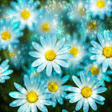 FX №269087 Enchanting Blue Daisies Sparkling in a Dreamy Field