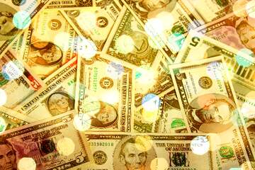 FX №269063 Illuminated Pile of U.S. Currency: A Glimpse into Wealth and Abundance