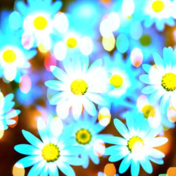 FX №269088 Vibrant Blue Daisy Blossoms in Abstract Garden