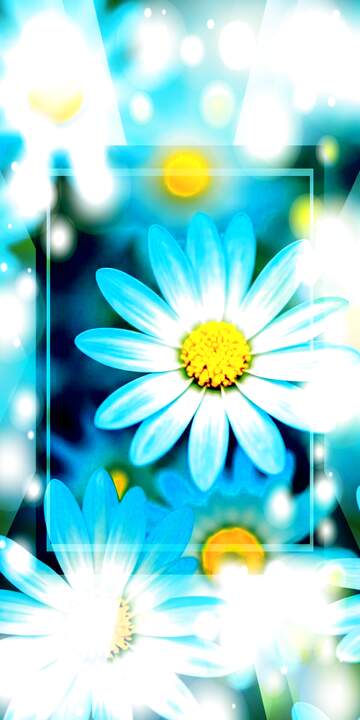 FX №269090 Vibrant Blue Daisy Blossoms: A Dreamy Floral Fantasy