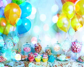 FX №269127 Vibrant Candy and Balloon Celebration - Sweet Treats and Colorful Decor