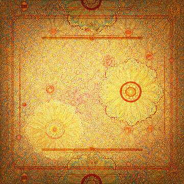 FX №269108 Vibrant Intricate Floral Mandala Art in Golden Hues - Perfect for Home Decor