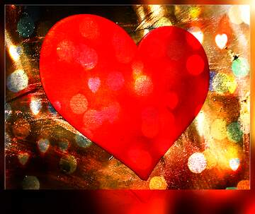 FX №269056 Vibrant Red Heart with Colorful Bokeh Background - A Romantic Canvas