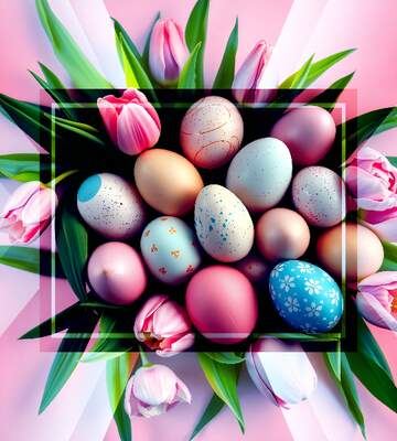 FX №269162 Vibrant Spring Eggs and Tulips in a Stunning Floral Arrangement