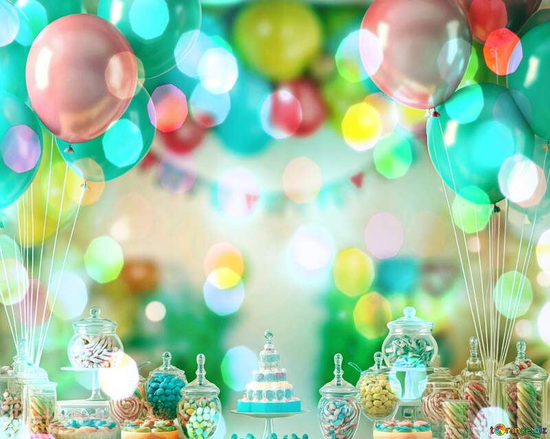 Colorful Birthday Party Setup with Balloons and Sweet Treats №56835