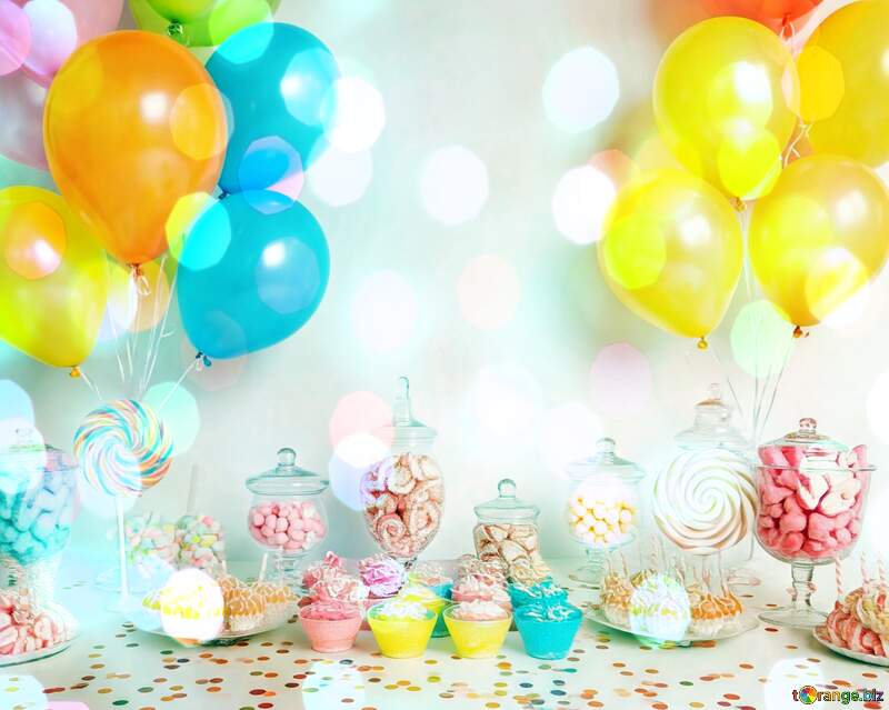 Colorful Candy Party with Balloons and Sweet Delights №56828