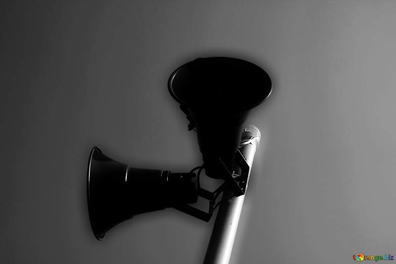 Dramatic Monochrome Megaphone in Urban Landscape №12759