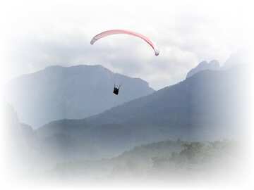 FX №27616 Parachute mountains flying man white frame around