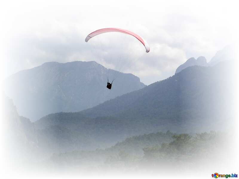 Parachute mountains flying man white frame around №21149