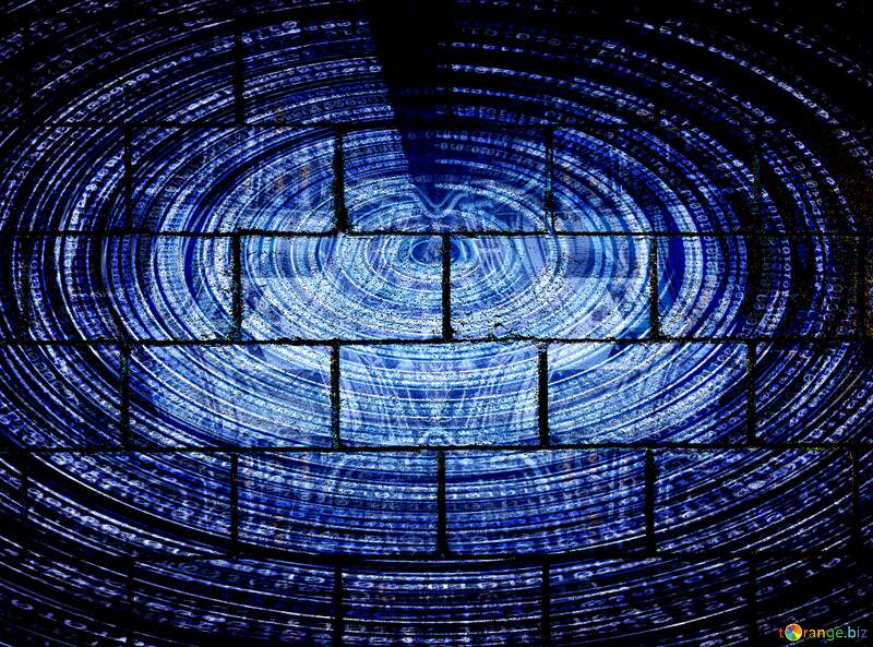 Abstract Blue Swirl on Brick Wall - Modern Art Photography №5320