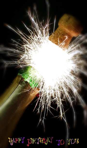 FX №29943 Champagne with sparks cork happy birthday
