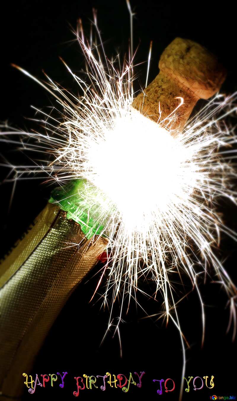 Champagne with sparks cork happy birthday №25603
