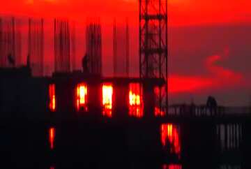 FX №3804 Red color. Sunset on background construction.