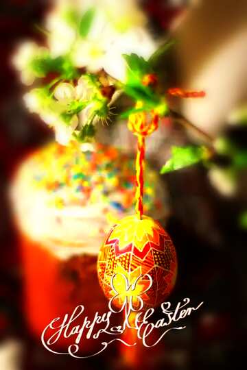 The effect of the dark. Very Vivid Colours. Blur frame. Happy Easter card. 