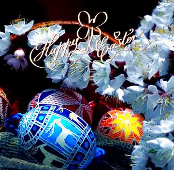The effect of light. Very Vivid Colours. Fragment. Happy Easter card. 
