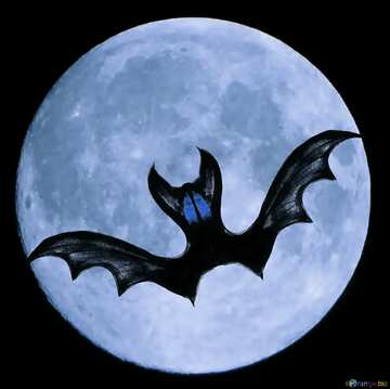 FX №37502 Halloween bat blue moon