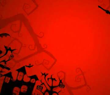 FX №37645 Halloween house on red background