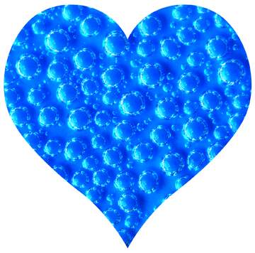 FX №38102 heart shaped bubbles blue waters