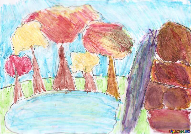 Kids  drawing lake №42887