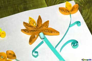 FX №4831 a orange flower cut from paper by childrens