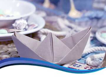 FX №43072 paper boat on the table curved border