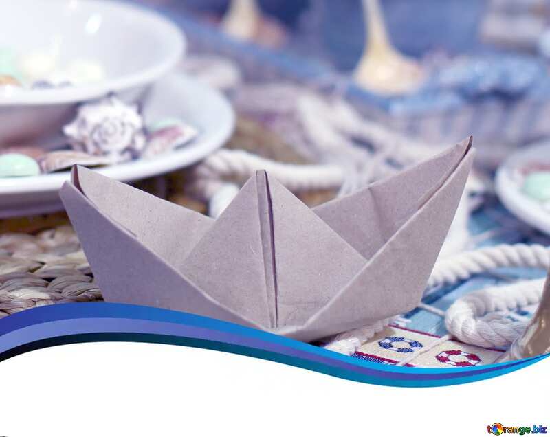 paper boat on the table curved border №47156