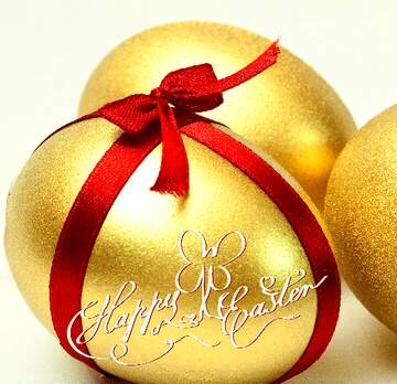 FX №45475 Three gold eggs happy  Easter.