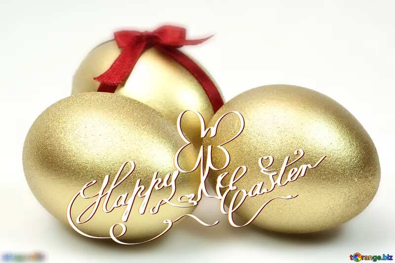 happy easter card  gold  eggs №8233