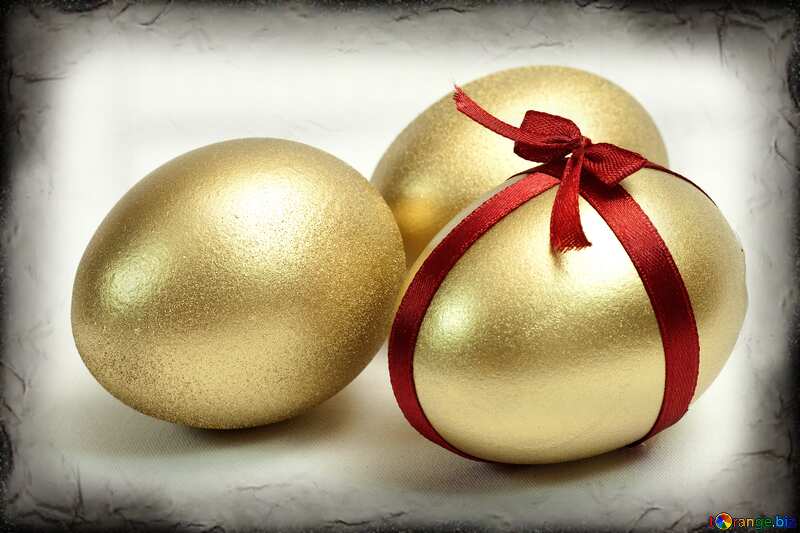 Three  gold  eggs  at  Easter. dark frame №8232
