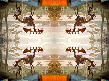 FX №48719 Prehistoric elk skeleton pattern frame