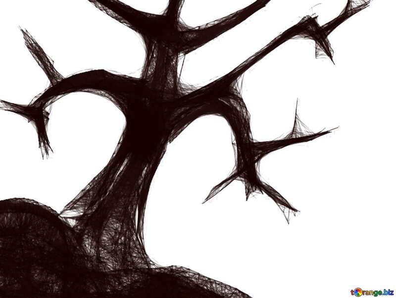 Обложка. Клипарт для хэллоуина корявое дерево. №40490