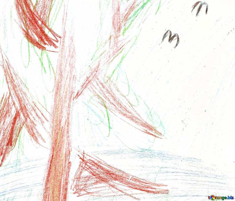 Обложка. Детский рисунок дерево возле дома. №42728