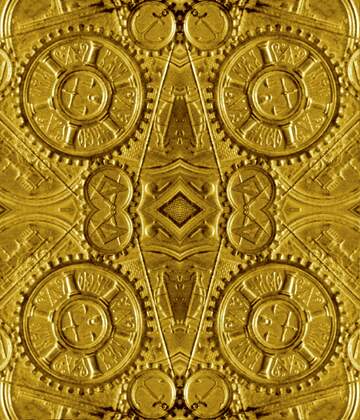 FX №62835 Yellow gold artifact metal carving antique background pattern