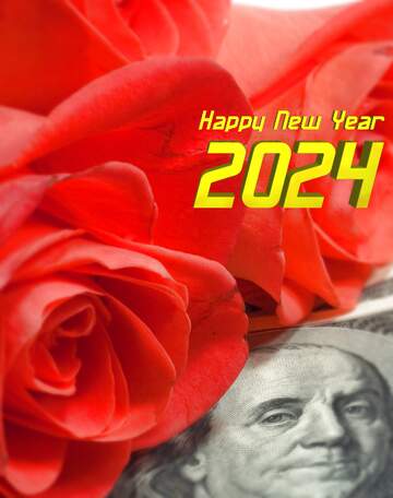 FX №63456 happy new year 2024 flowers and dollars money