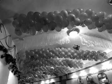 FX №64410  balloons decorating black and white picture
