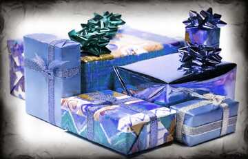 FX №69738 Couleur bleue. Boîtes cadeaux à Blanc fond.