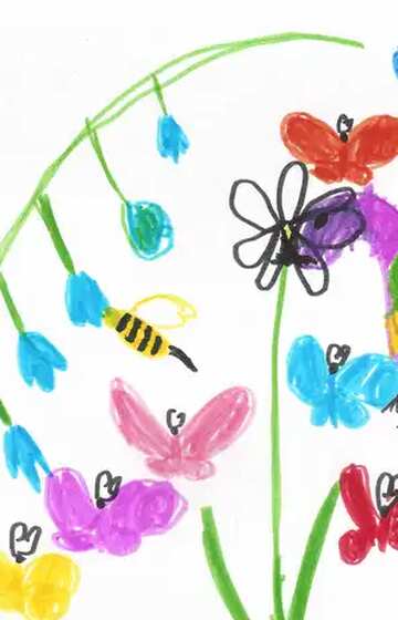 FX №69053 childrens drawing flowers