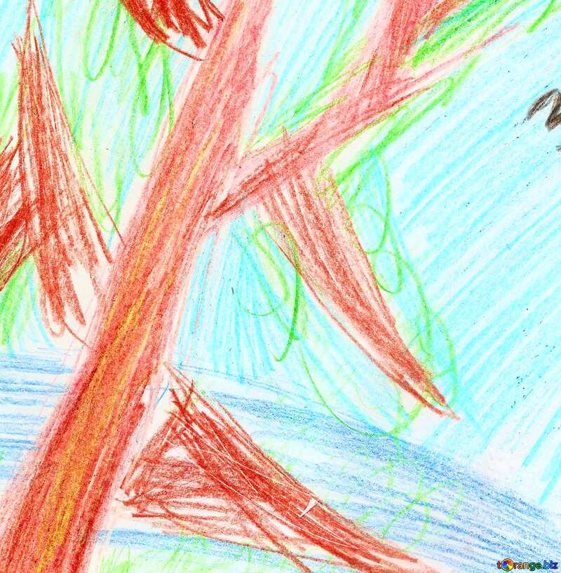 Couverture. Les enfants de dessiner un arbre près de la maison. №42728