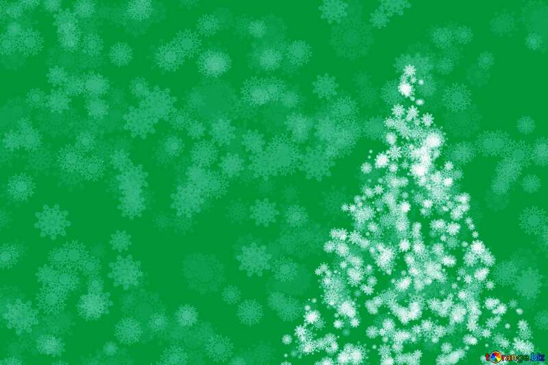 Couleur verte. Flocons de neige et clipart-arbre de Noël Nouvel an. №40670
