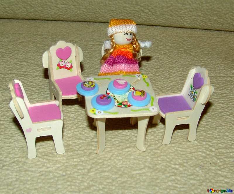 mini chairs table and doll №9239