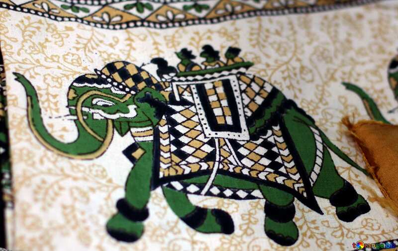 Elephant paint on fabric   №48732