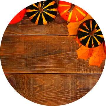 FX №76133 wood autumn pumpkins frame circle