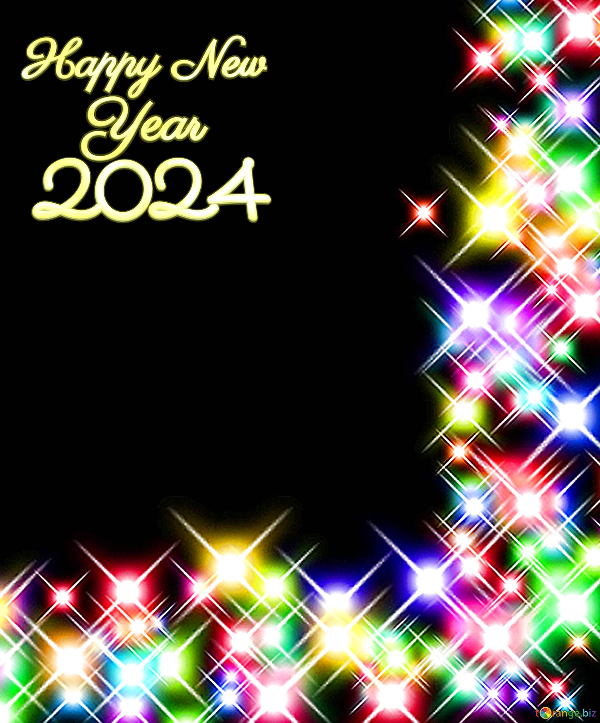 Clipart frame of bright lights happy 2024 new year №77841