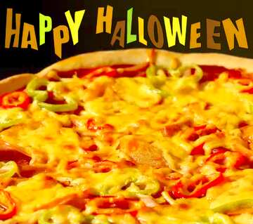 FX №77805 Happy Halloween card with Pizza    