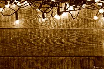 FX №77388 Christmas Garland on wooden wall backdrops sepia