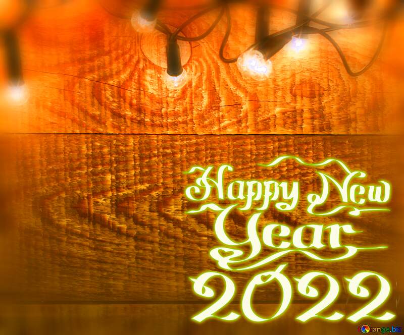 happy new year Garland wooden background №37890