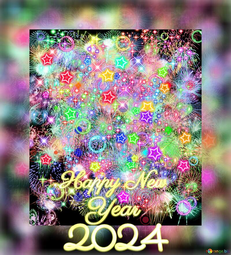 Background of bright elements 2024 happy new year fuzzy border №39947