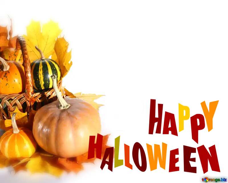 White background with pumpkins isolated happy halloween №35298