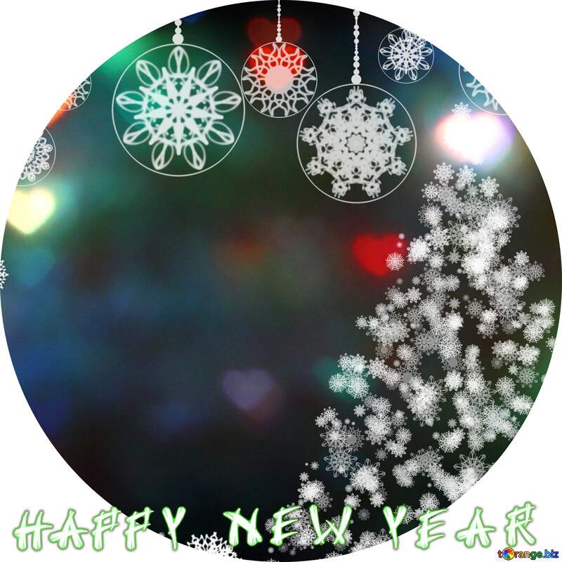  New year card  circle frame №40693